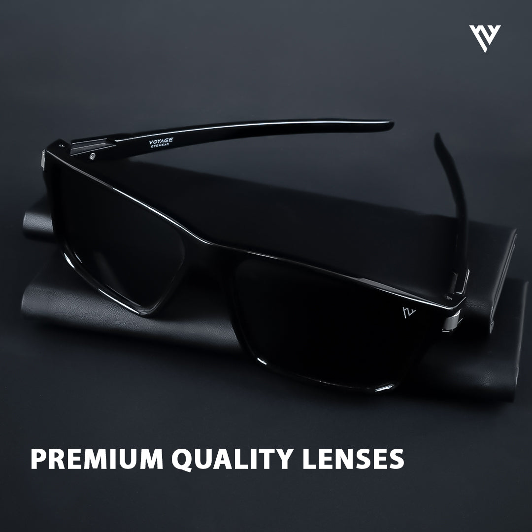Jaxor | Shine Black & Silver Polarized Rectangle Sunglasses - PMG3968