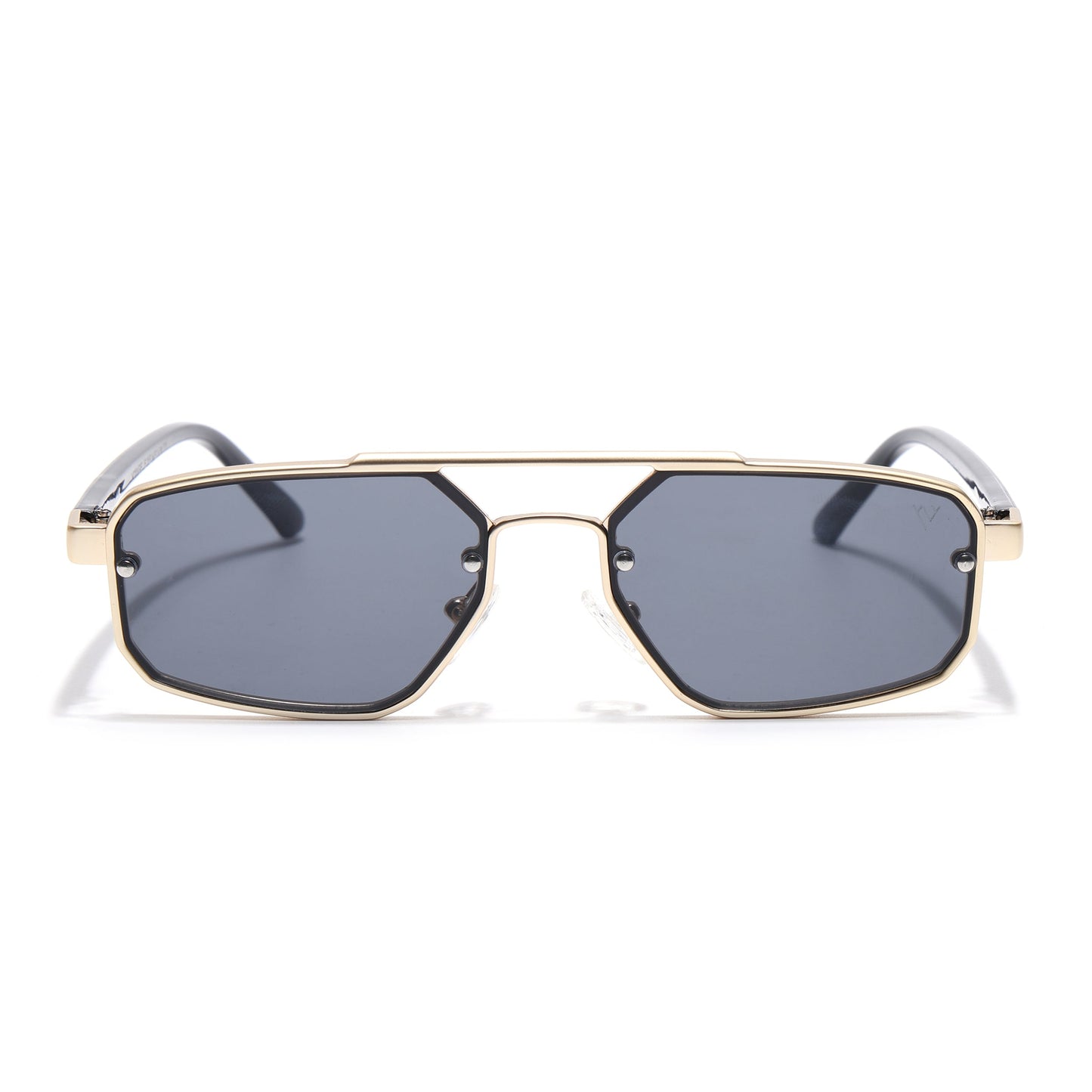 JetSet | Golden Rectangle Sunglasses for Men & Women | Black Lens - MG6840