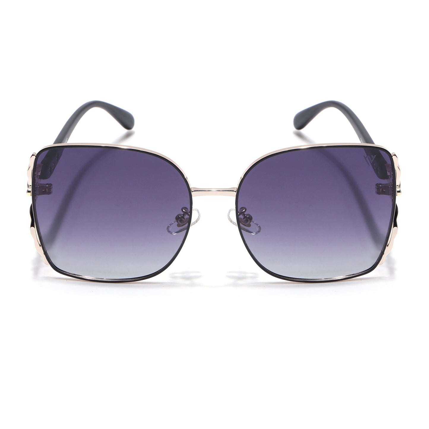 Voyage Select Over Size Polarized Sunglasses (Grey & Clear Lens | Golden & Black Frame - SLPMG6606)