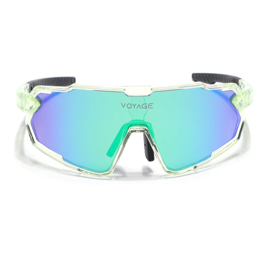 Wrap Around Polarized Sunglasses for Kids (Multicolor Lens | Green Frame - SLPMG7200)