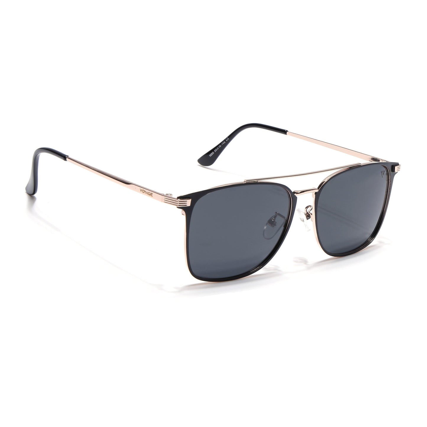 The Fiero | Wayfarer Polarized Sunglasses (Black Lens | Black & Rose Gold Frame - PMG4983)