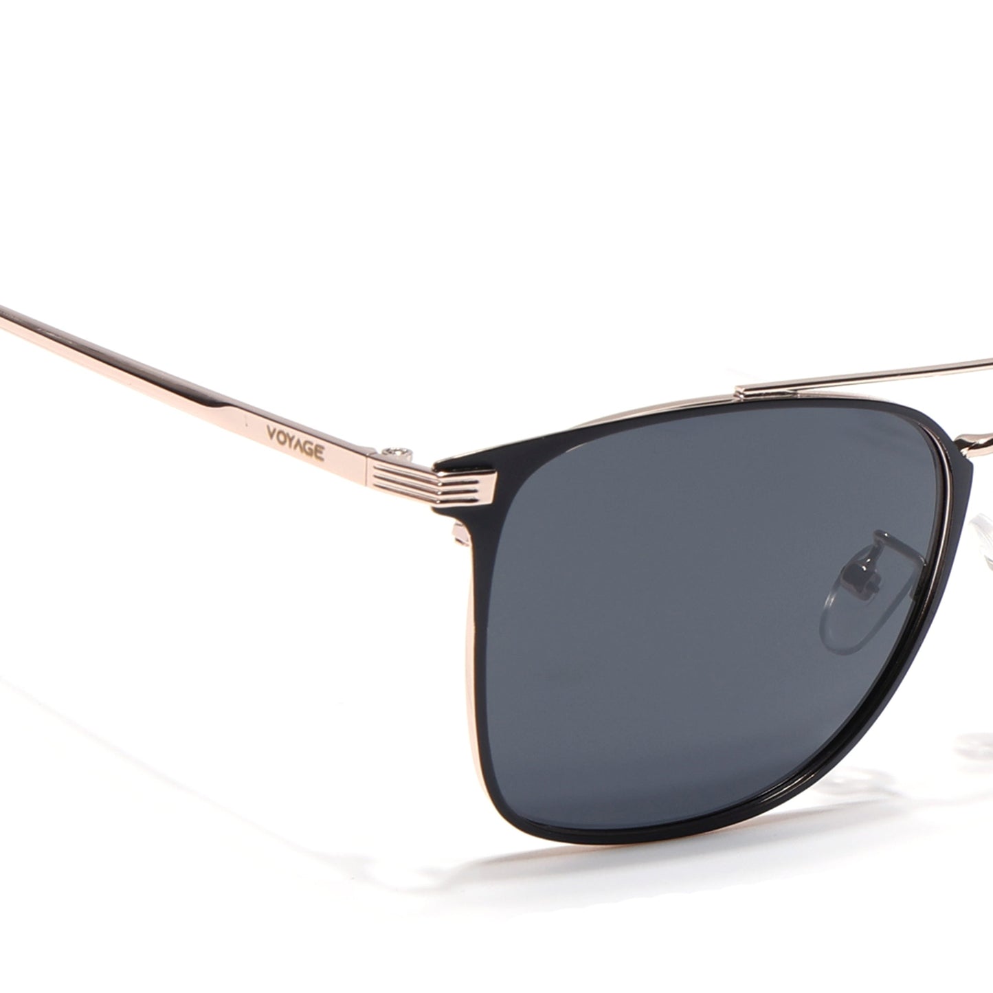 The Fiero | Wayfarer Polarized Sunglasses (Black Lens | Black & Rose Gold Frame - PMG4983)