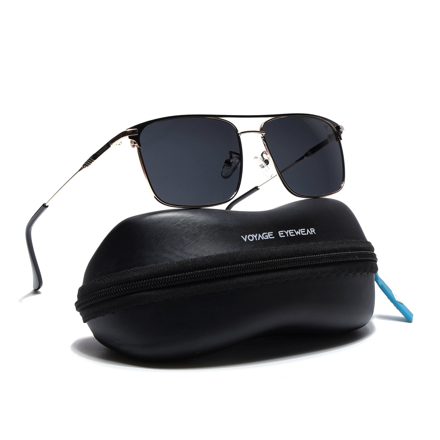 Wayfarer Polarized Sunglasses (Black Lens | Rose Gold & Black Frame - PMG4986)
