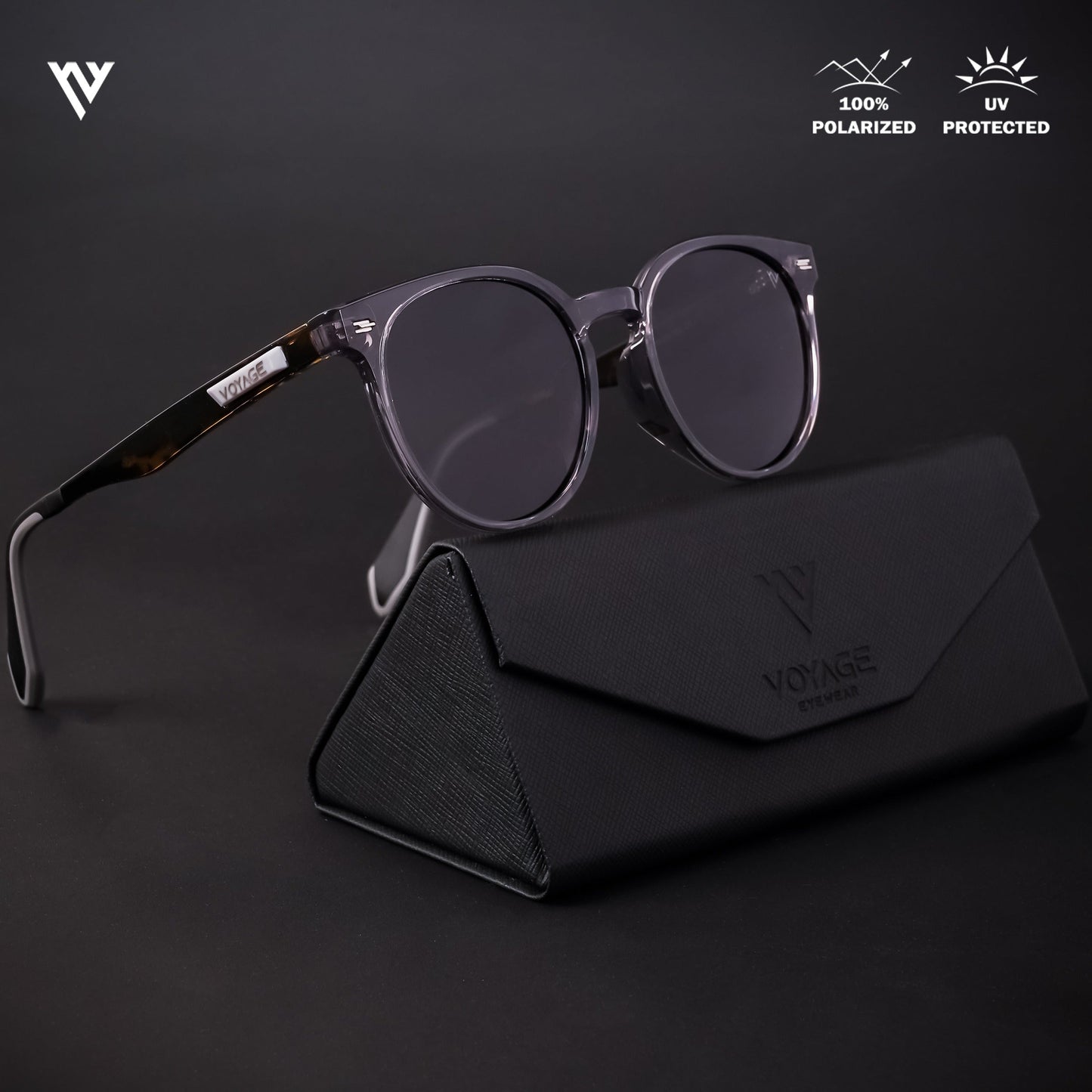 Active Grey Polarized Round Sunglasses - PMG4472