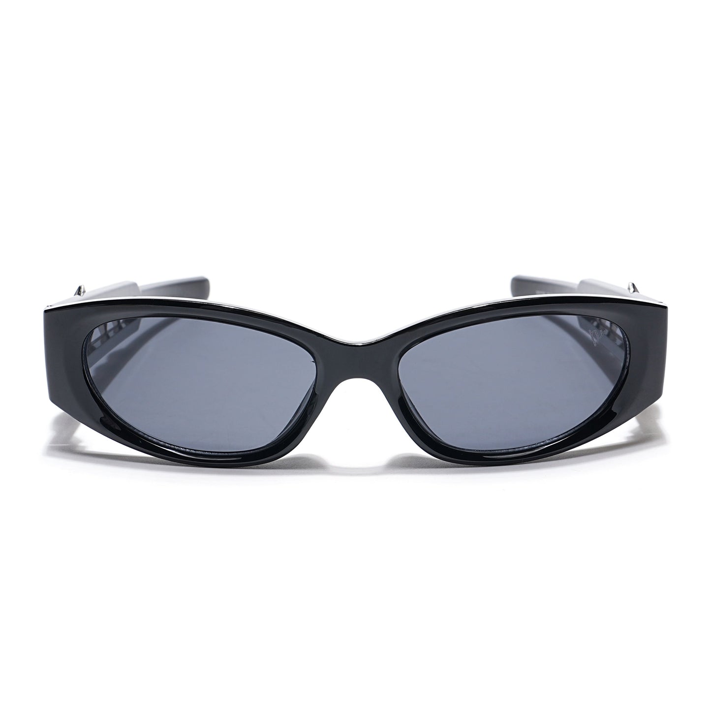 Oval Sunglasses (Black Lens | Shine Black Frame - MG5548)