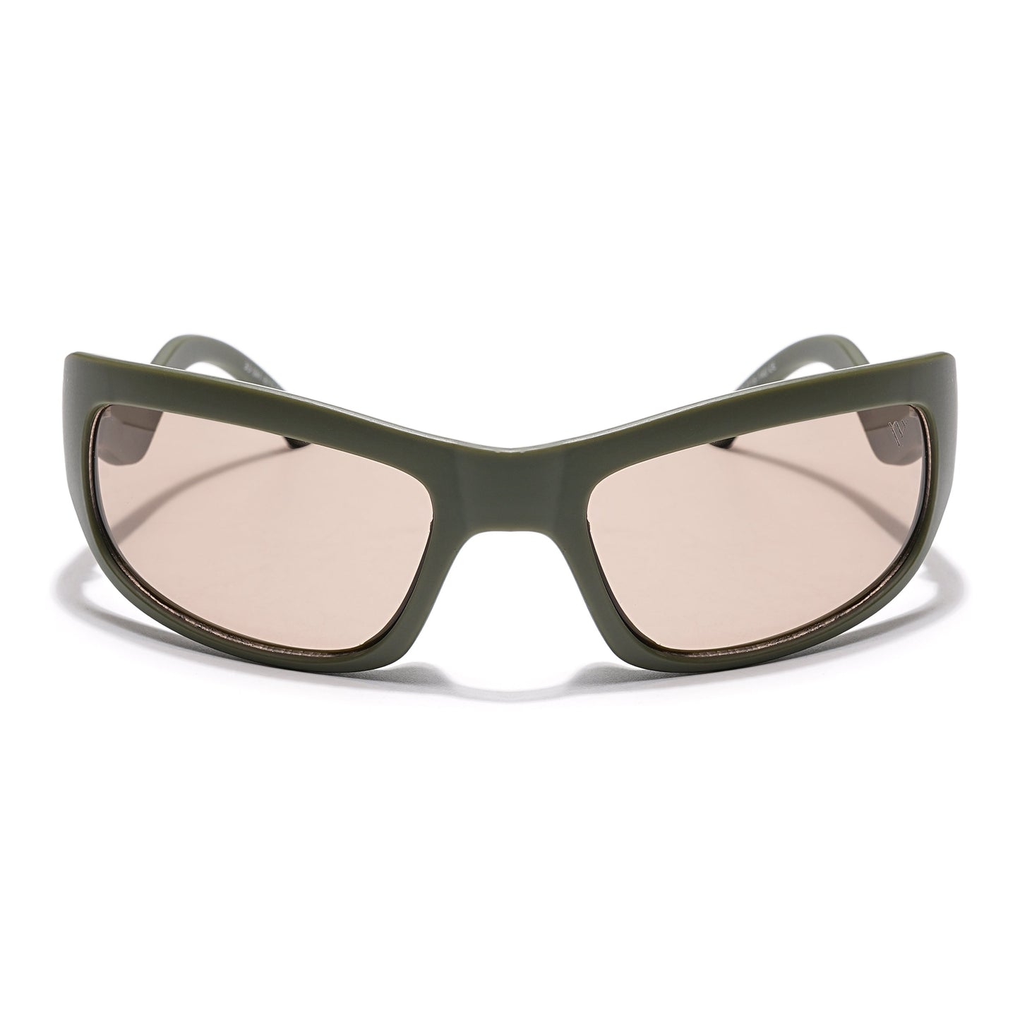 Wrap Around Sunglasses (Light Brown Lens | Olive Frame - MG5556)