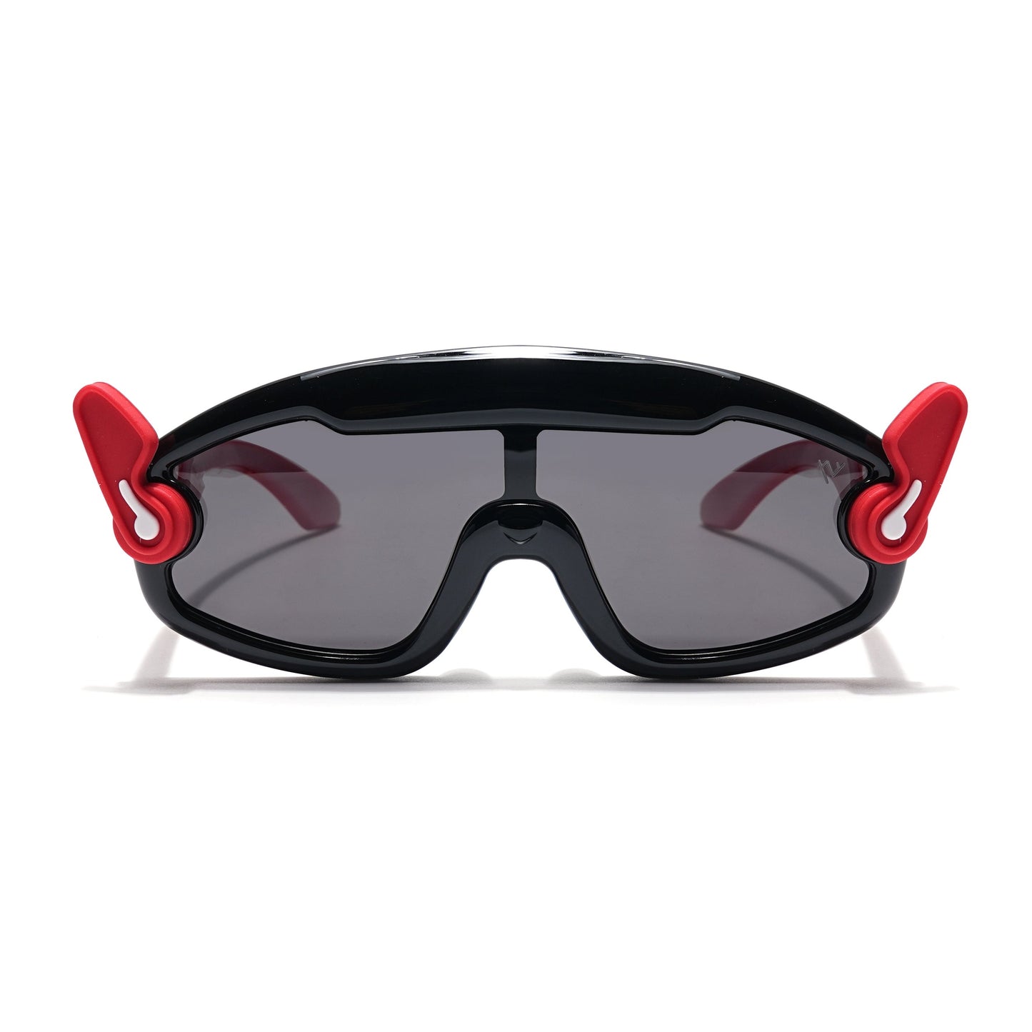 Wrap Around Sunglasses for Kids -6 yrs To 12 yrs (Black Lens | Black & Red Frame - PMG6084)