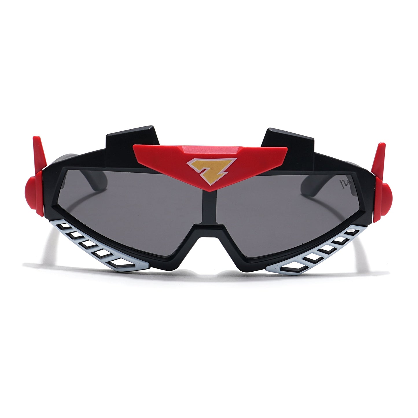Wrap Around Sunglasses for Kids -6 yrs To 12 yrs (Black Lens | Black & Red Frame - PMG6080)