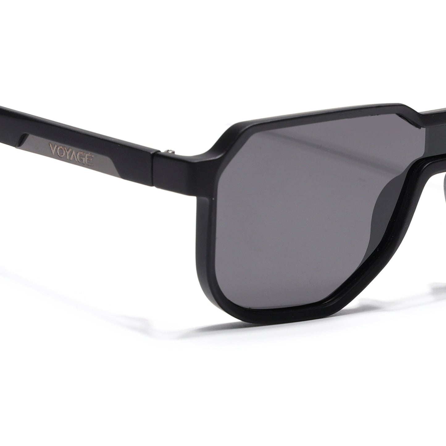 Hexagonal Polarized Sunglasses for Men & Women (Black Lens | Black Frame - PMG7356)