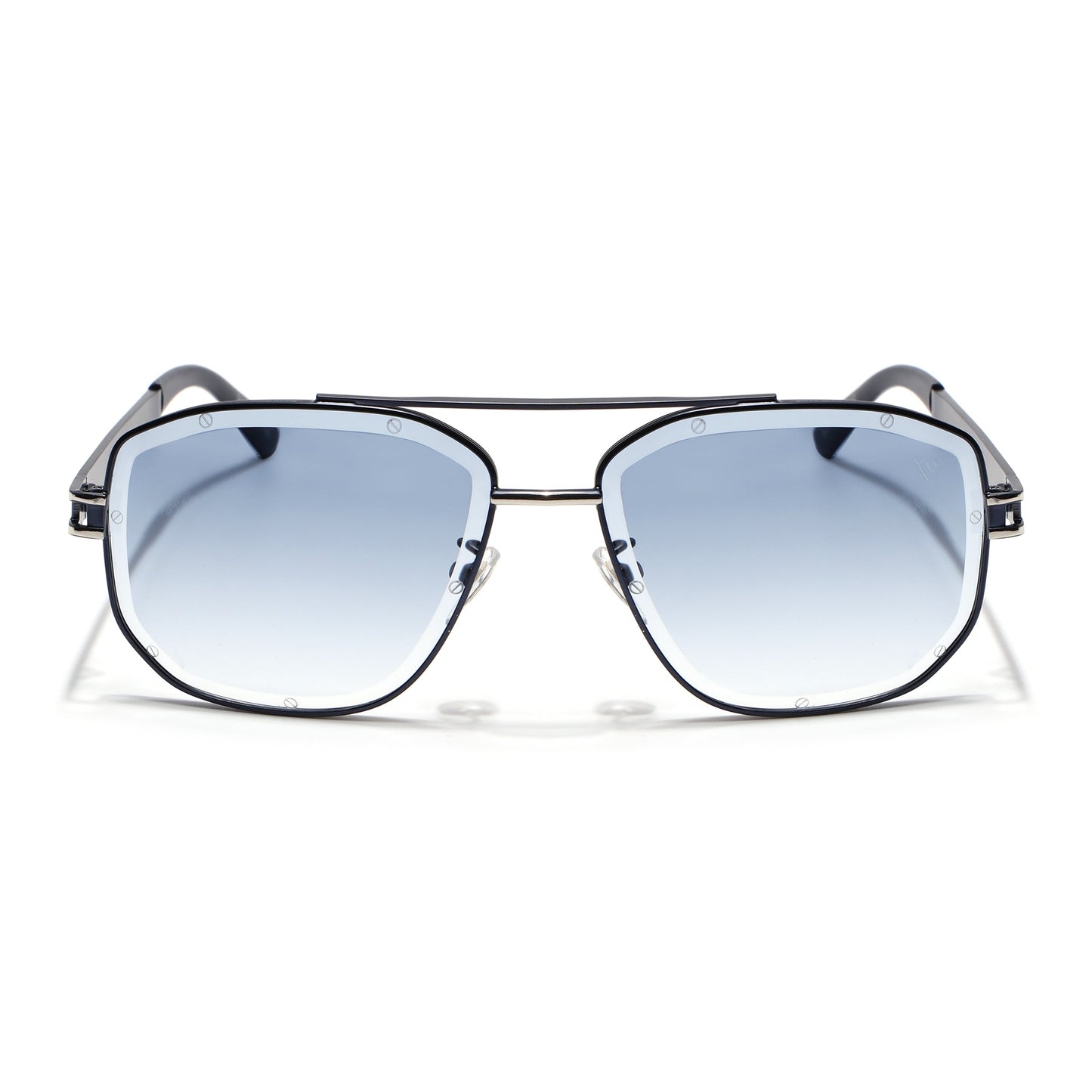 Wayfarer Sunglasses for Men & Women (Grey & Clear Lens | Blue & Silver Frame - MG7115)