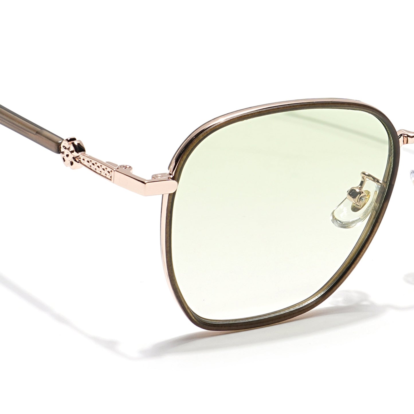 Voyage Select Square Sunglasses for Women (Green & Clear Lens | Golden & Grey Frame - SLPMG6235)
