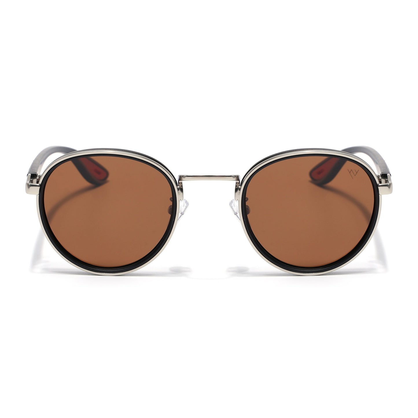 Pilot | Silver Round Polarized Sunglasses | Brown Lens - PMG6674