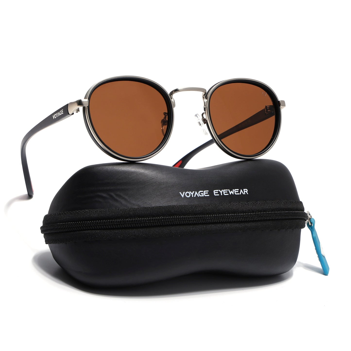 Pilot | Silver Round Polarized Sunglasses | Brown Lens - PMG6674