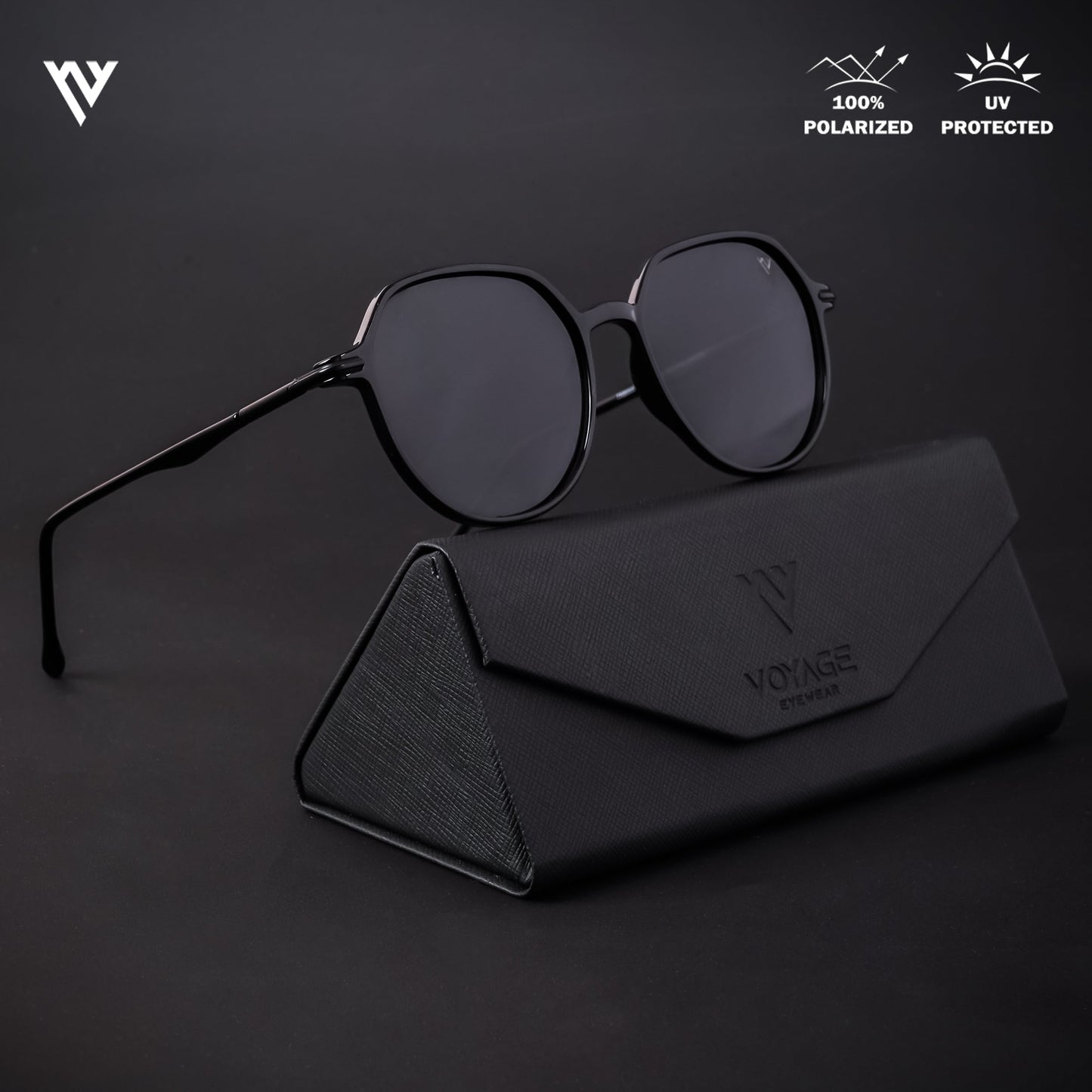 Grit | Shine Black Polarized Round Sunglasses - PMG4297