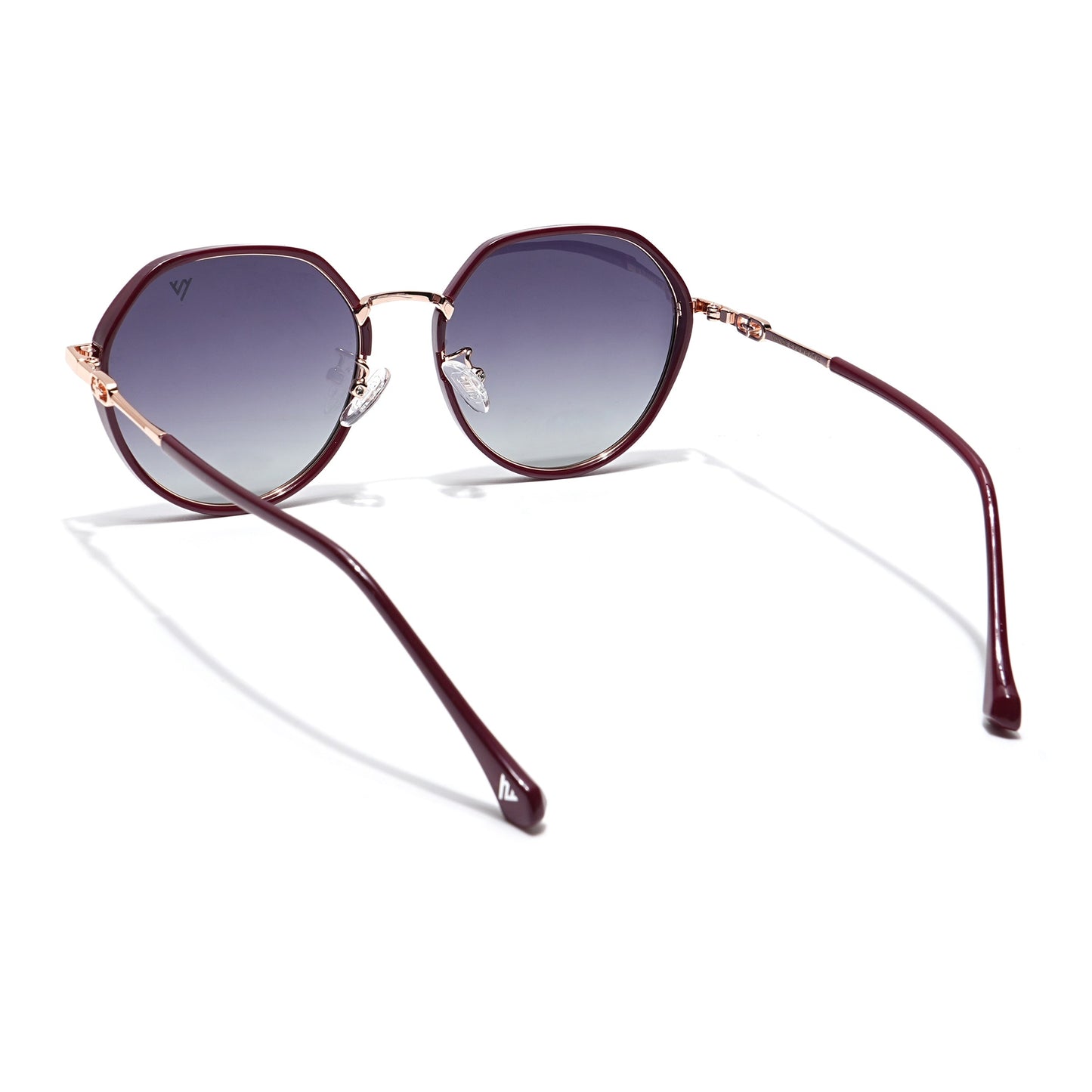 Voyage Select Round Sunglasses for Women (Grey & Clear Lens | Red & Golden Frame - SLPMG6226)