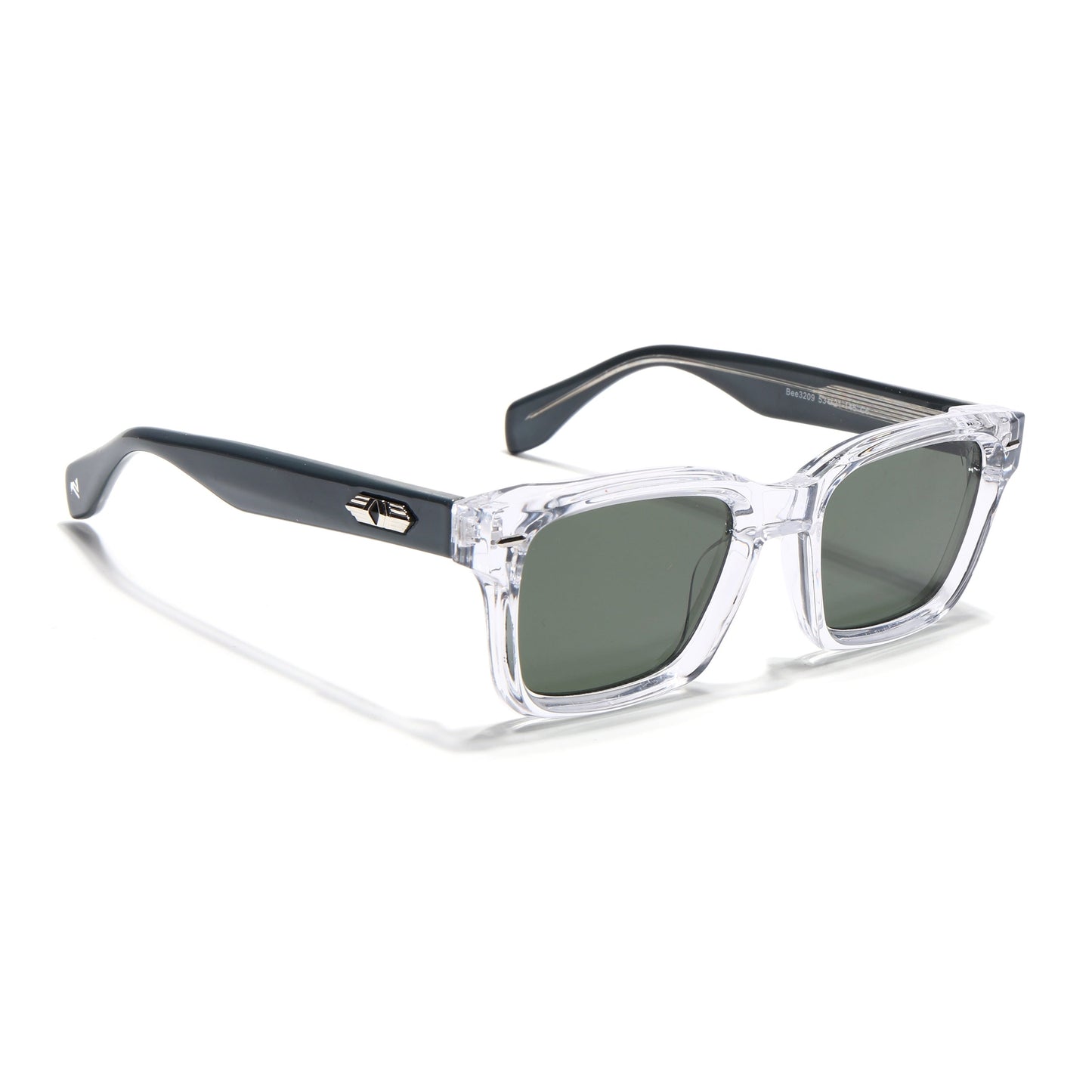 Square Sunglasses for Men & Women (Green Lens | Transparent Frame - MG7333)