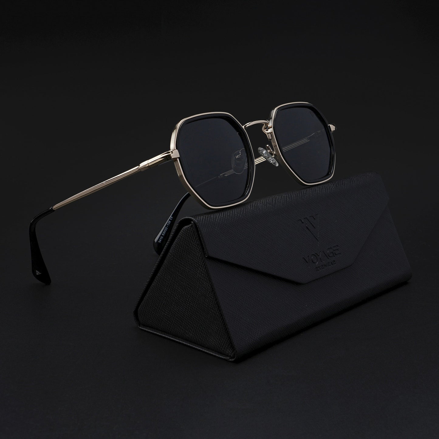 Cubix | Geometric Golden Polarized Sunglasses | Black Lens - PMG5853