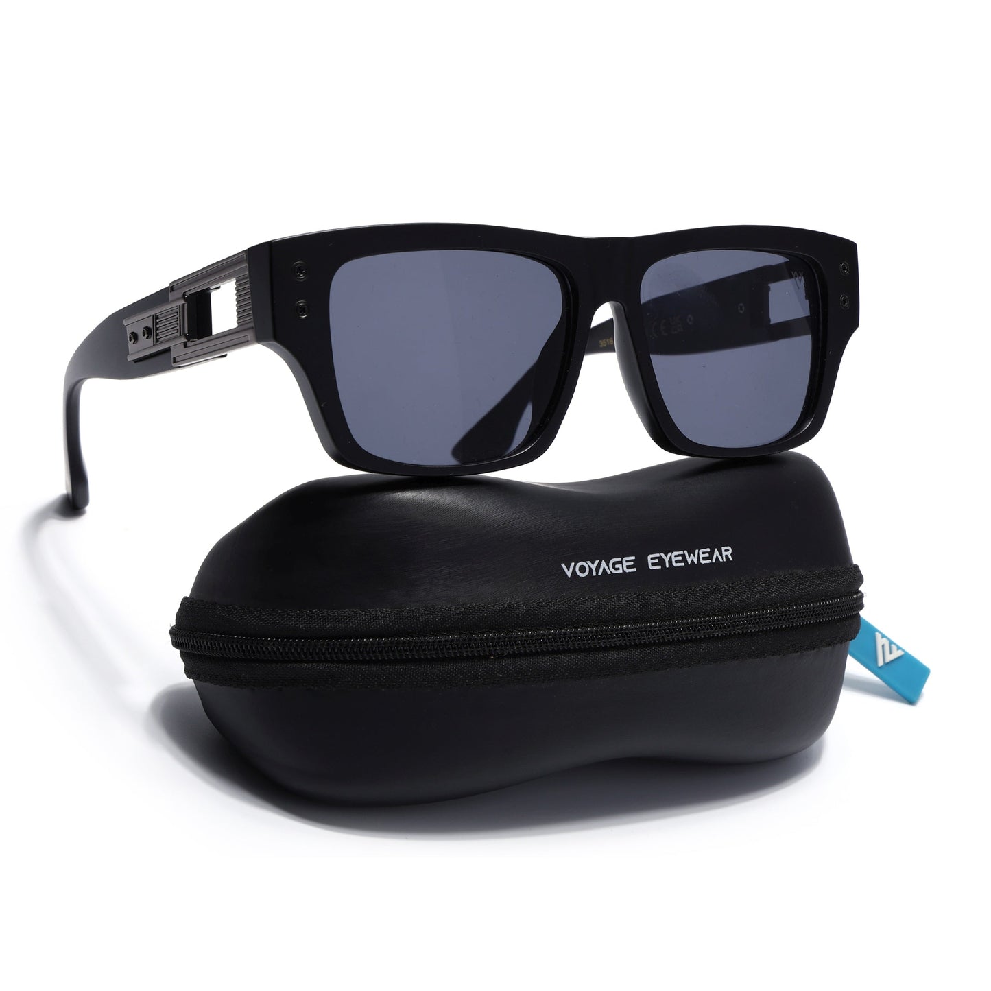 Square Sunglasses for Men & Women (Grey Lens | Black Frame - MG7158)