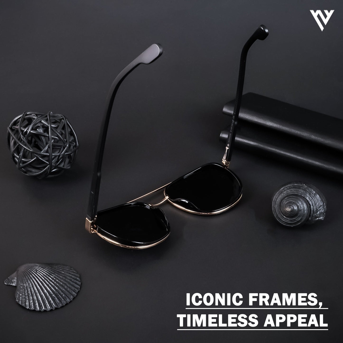 Photon | Golden & Shine Black Polarized Wayfarer Sunglasses - PMG4439