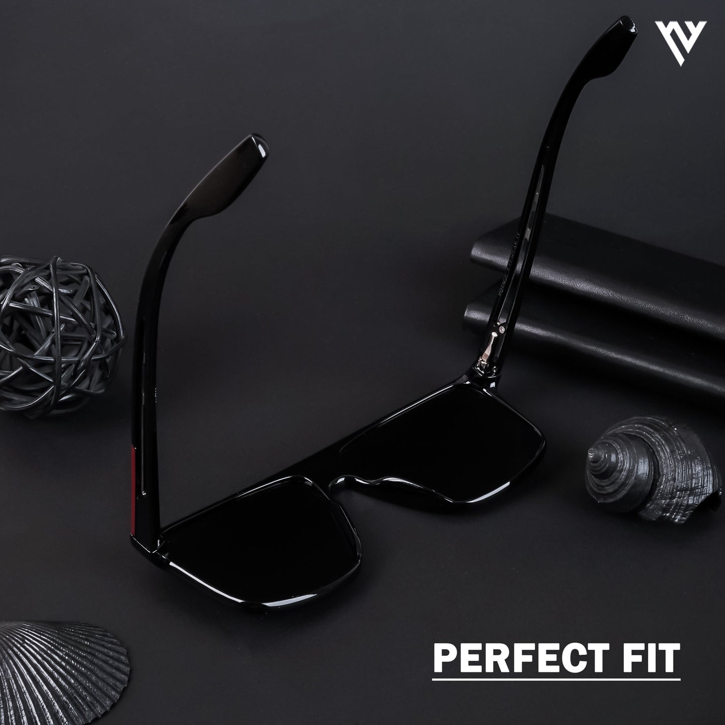 Shine Black Polarized Wayfarer Sunglasses - PMG4307