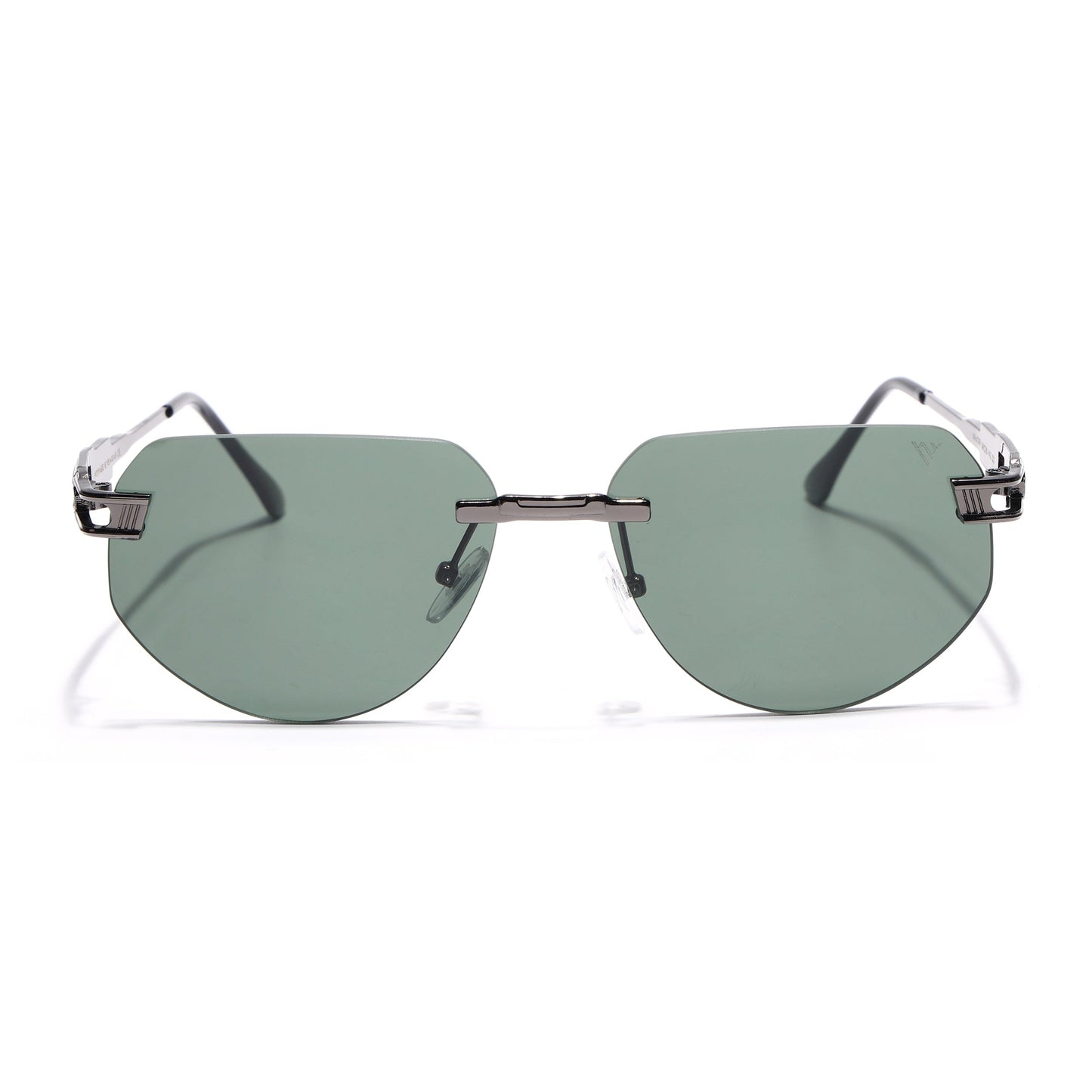 Rimless Sunglasses for Men & Women (Green Lens | Grey Frame - MG7314)