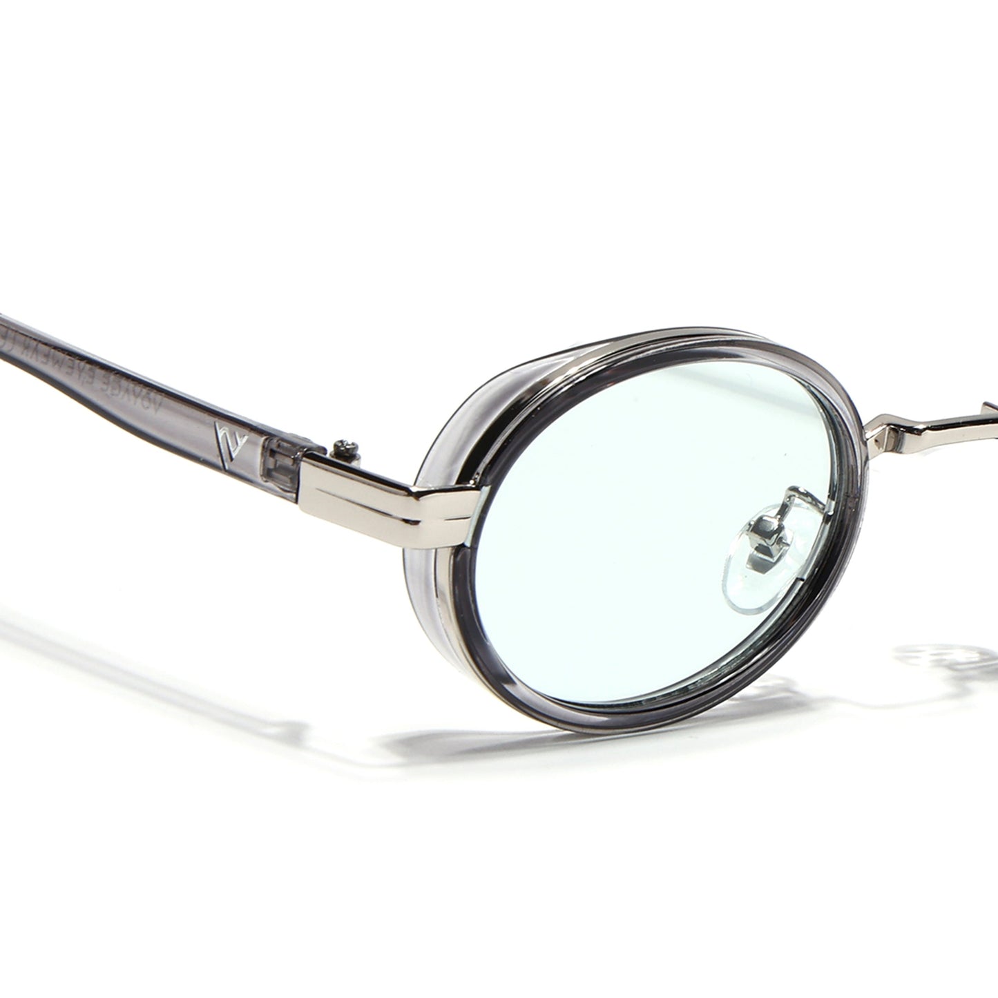 Ovel Sunglasses for Men & Women (Clear Lens | Silver & Transparent Grey Frame - MG7351)