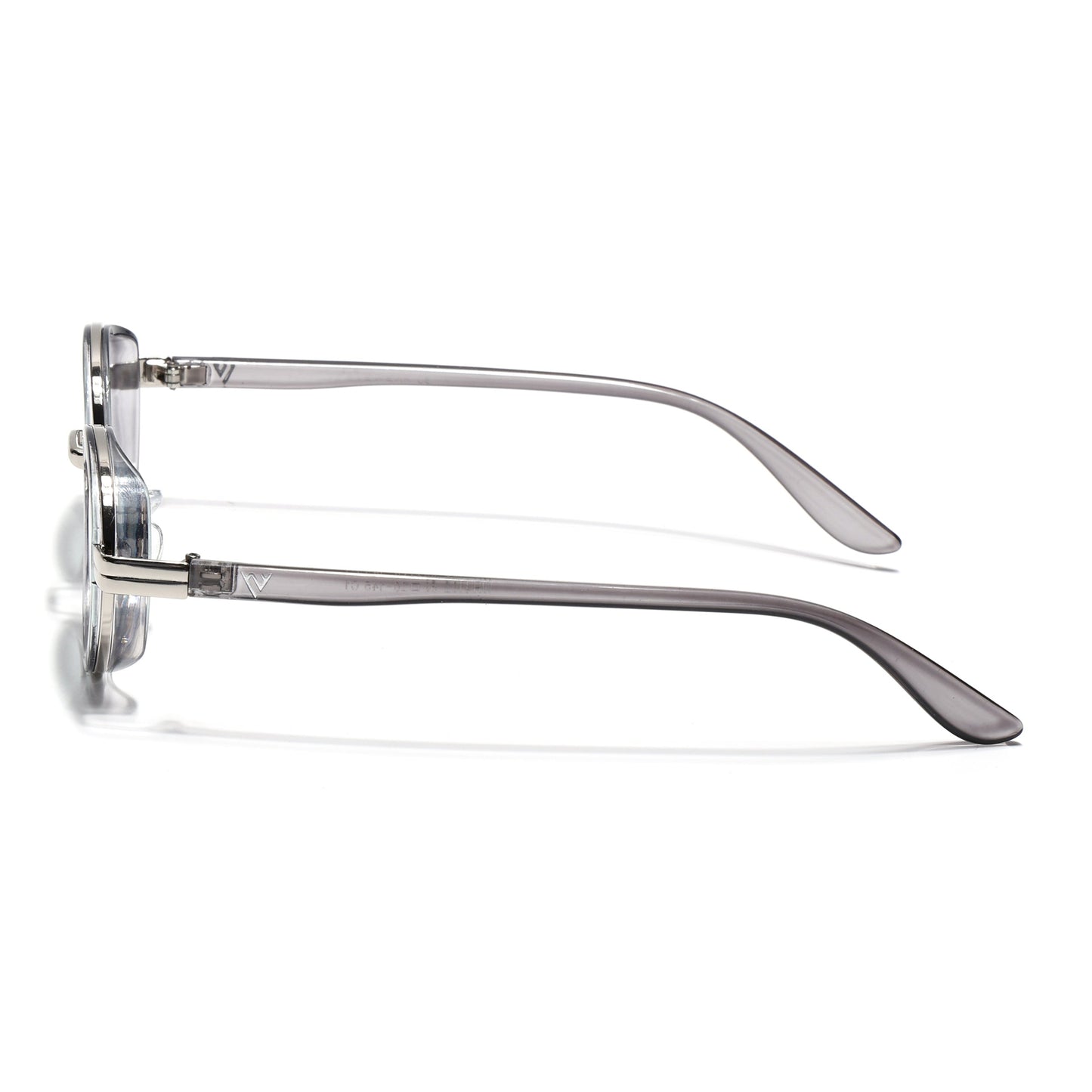 Ovel Sunglasses for Men & Women (Clear Lens | Silver & Transparent Grey Frame - MG7351)