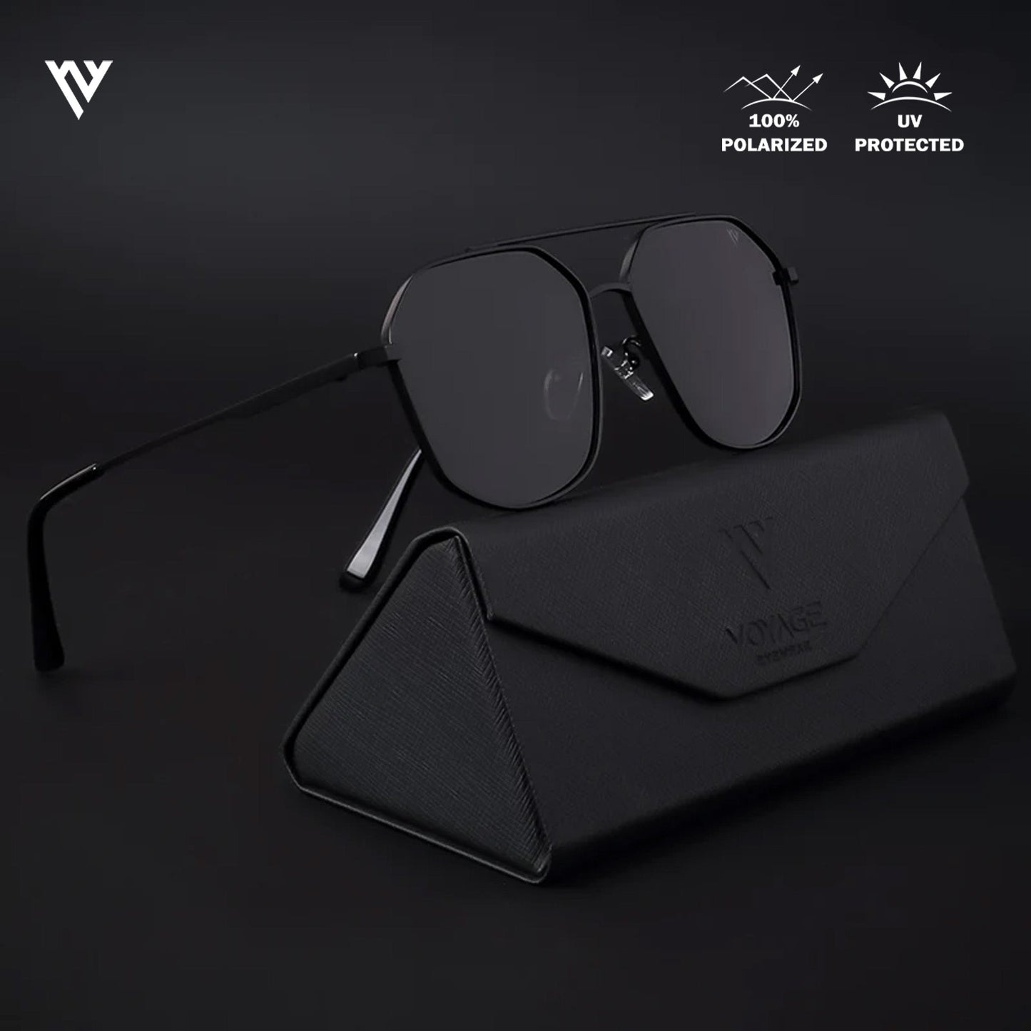 Black Polarized Wayfarer Sunglasses - PMG4147
