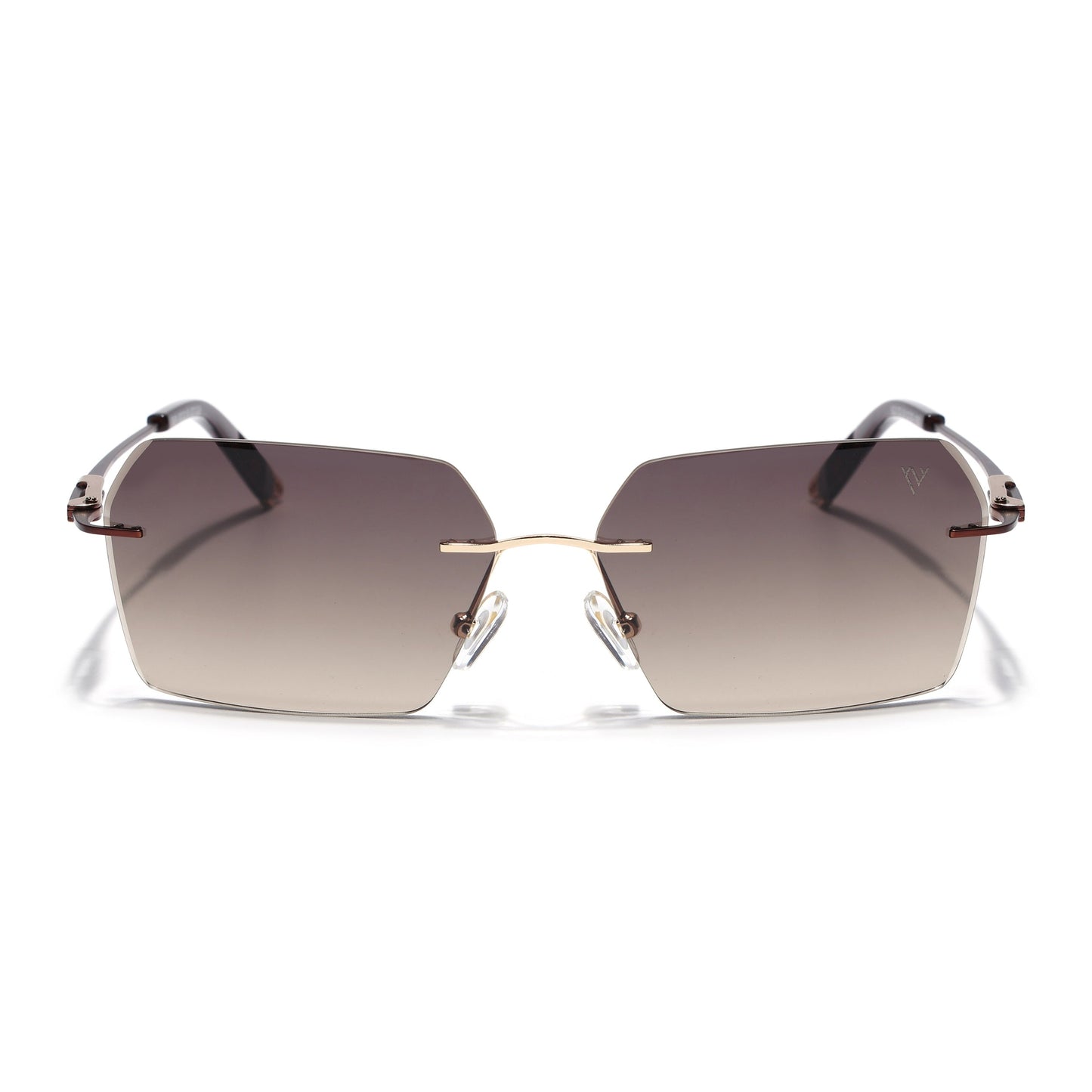 Evoke | Brown & Clear Rimless Sunglasses | Golden & Brown Frame - MG7171