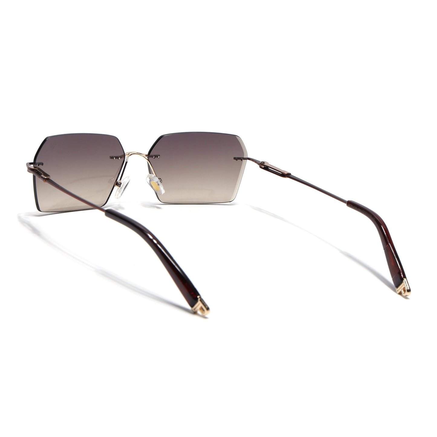 Evoke | Brown & Clear Rimless Sunglasses | Golden & Brown Frame - MG7171