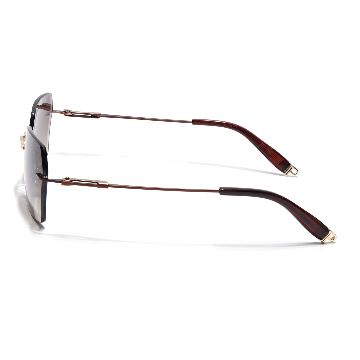 Evoke | Brown & Clear Rimless Sunglasses | Golden & Brown Frame - MG7171