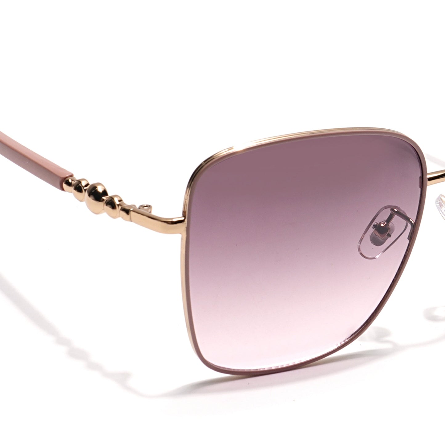 Square Sunglasses (Brown & Pink Lens | Golden & Nude Frame - MG6005)