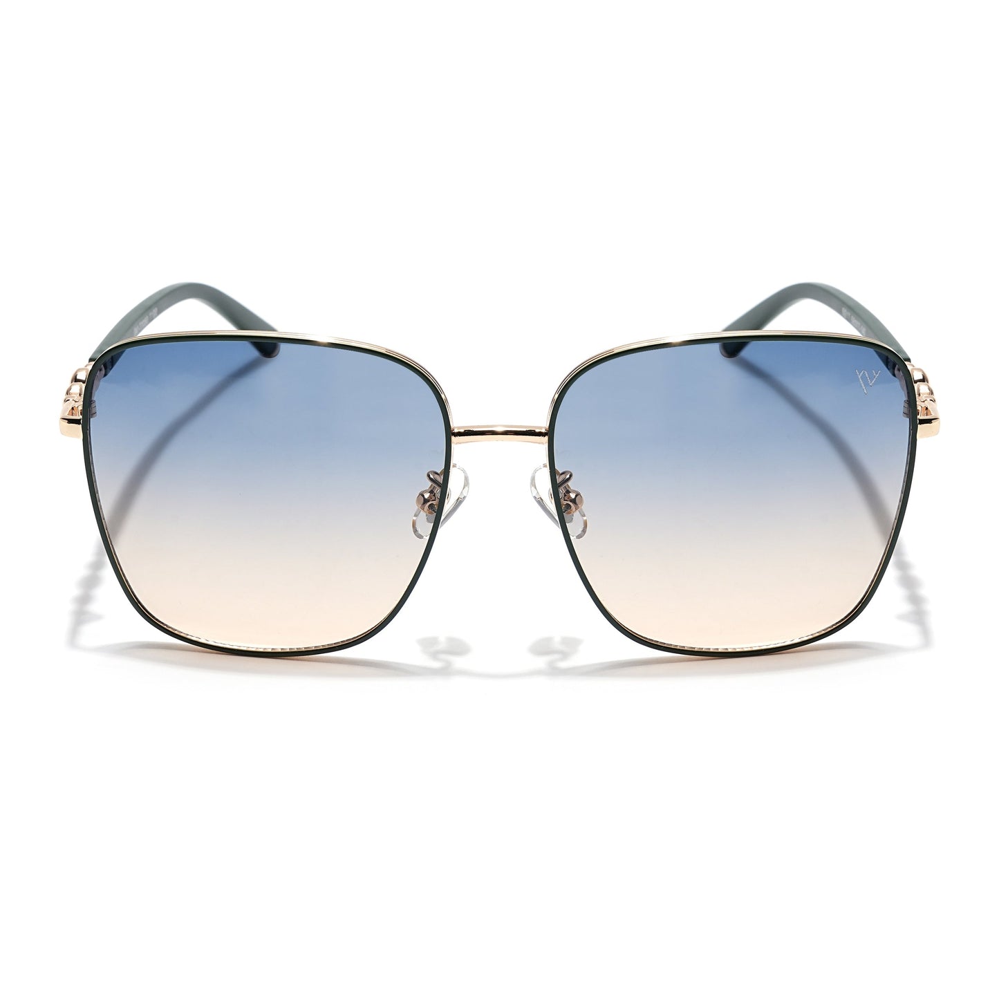 Square Sunglasses (Blue & Brown Lens | Golden & Green Frame - MG6007)