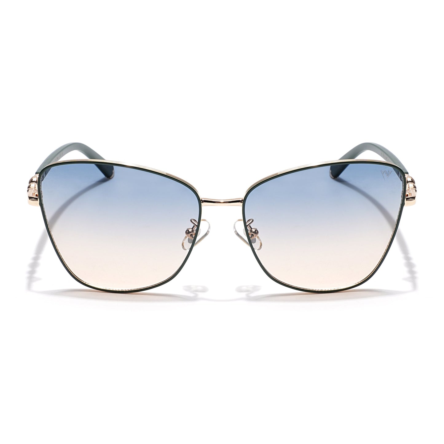 Cateye Sunglasses (Blue & Brown Lens | Golden & Green Frame - MG6000)