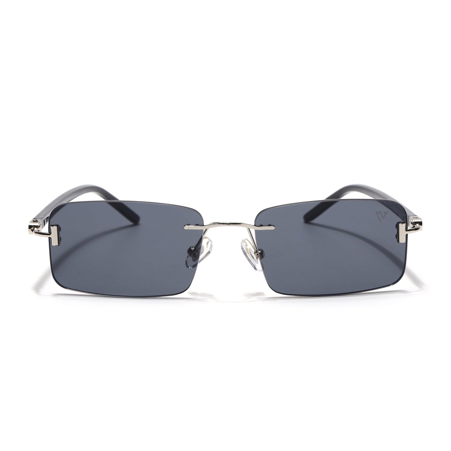 Rimless Sunglasses for Men & Women (Black Lens | Silver Frame - MG7379)