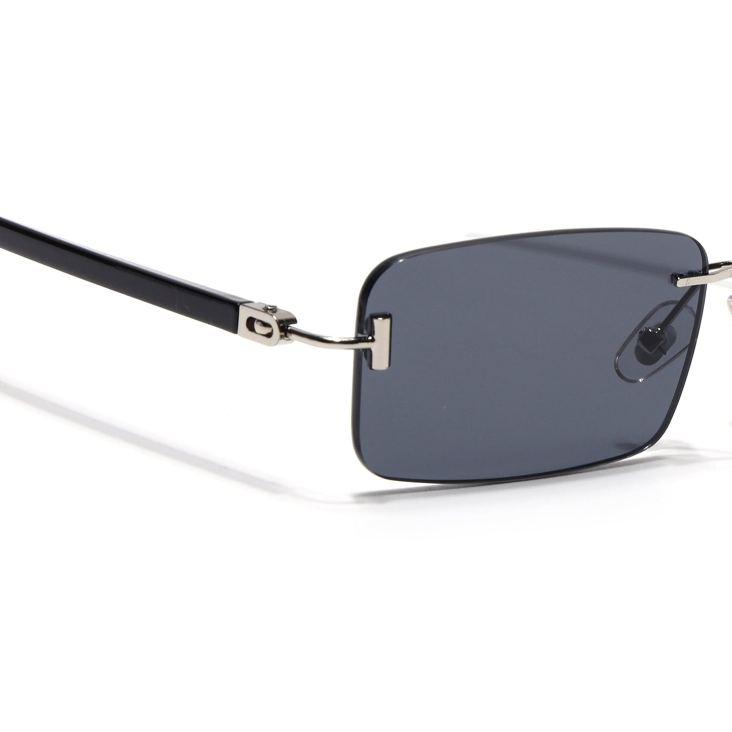 Rimless Sunglasses for Men & Women (Black Lens | Silver Frame - MG7379)