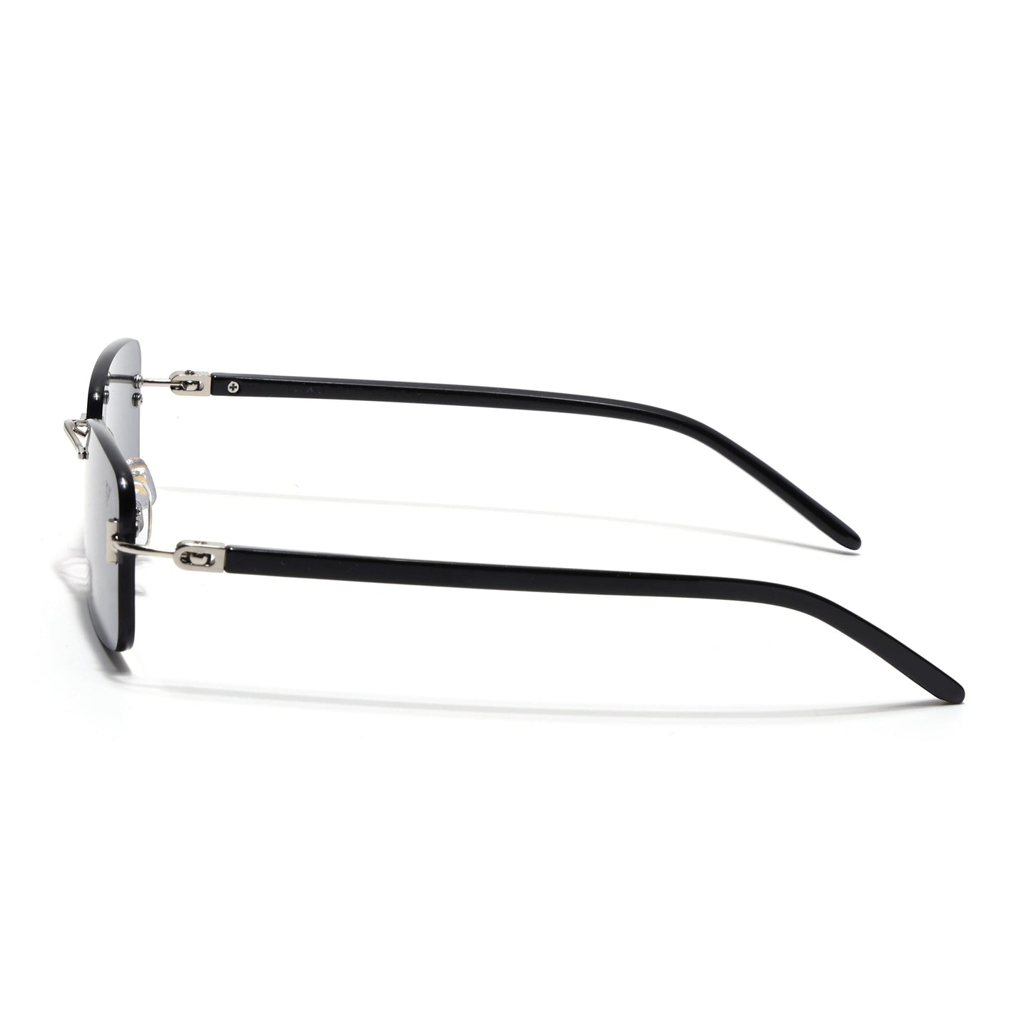 Rimless Sunglasses for Men & Women (Black Lens | Silver Frame - MG7379)