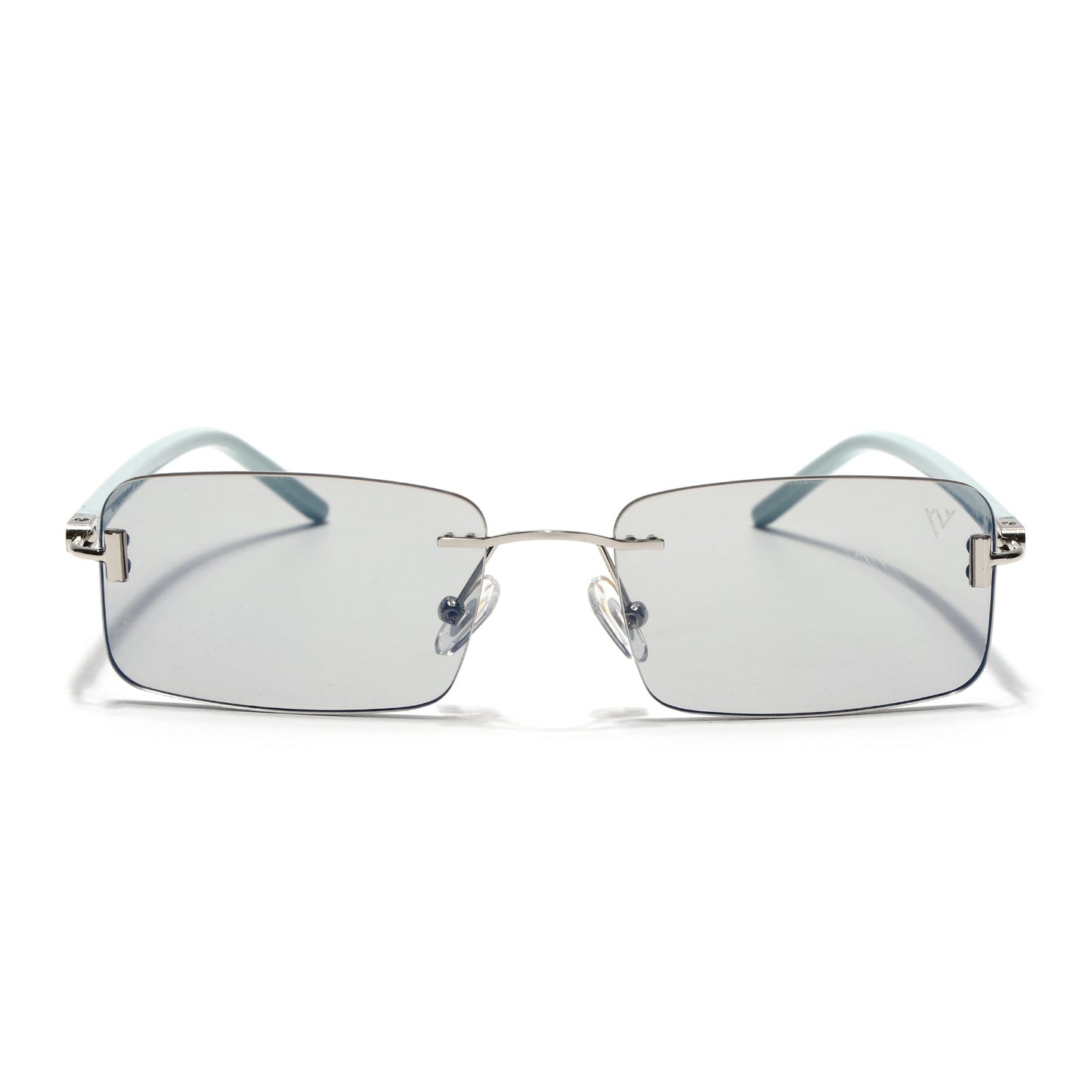Rimless Sunglasses for Men & Women (Light Black Lens | Silver Frame - MG7380)