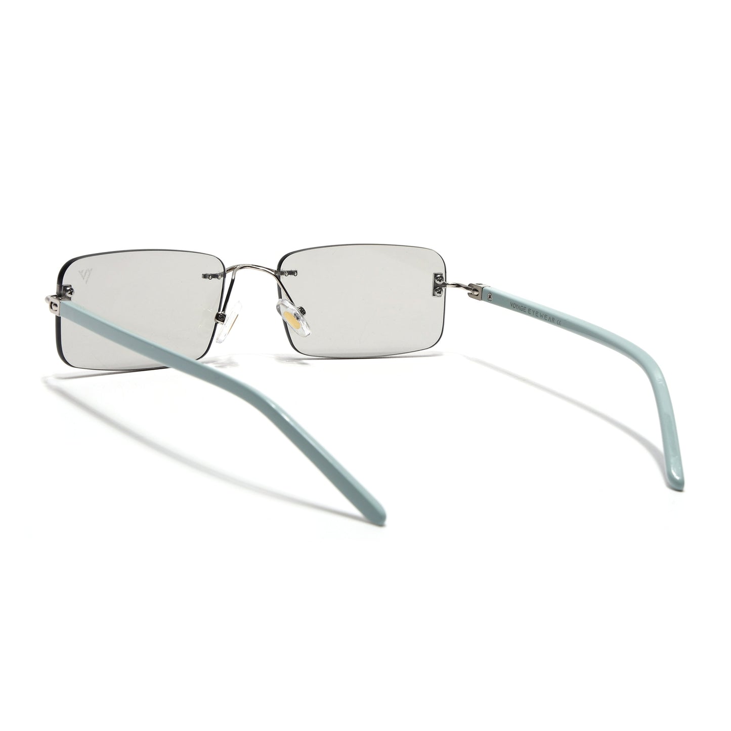 Rimless Sunglasses for Men & Women (Light Black Lens | Silver Frame - MG7380)