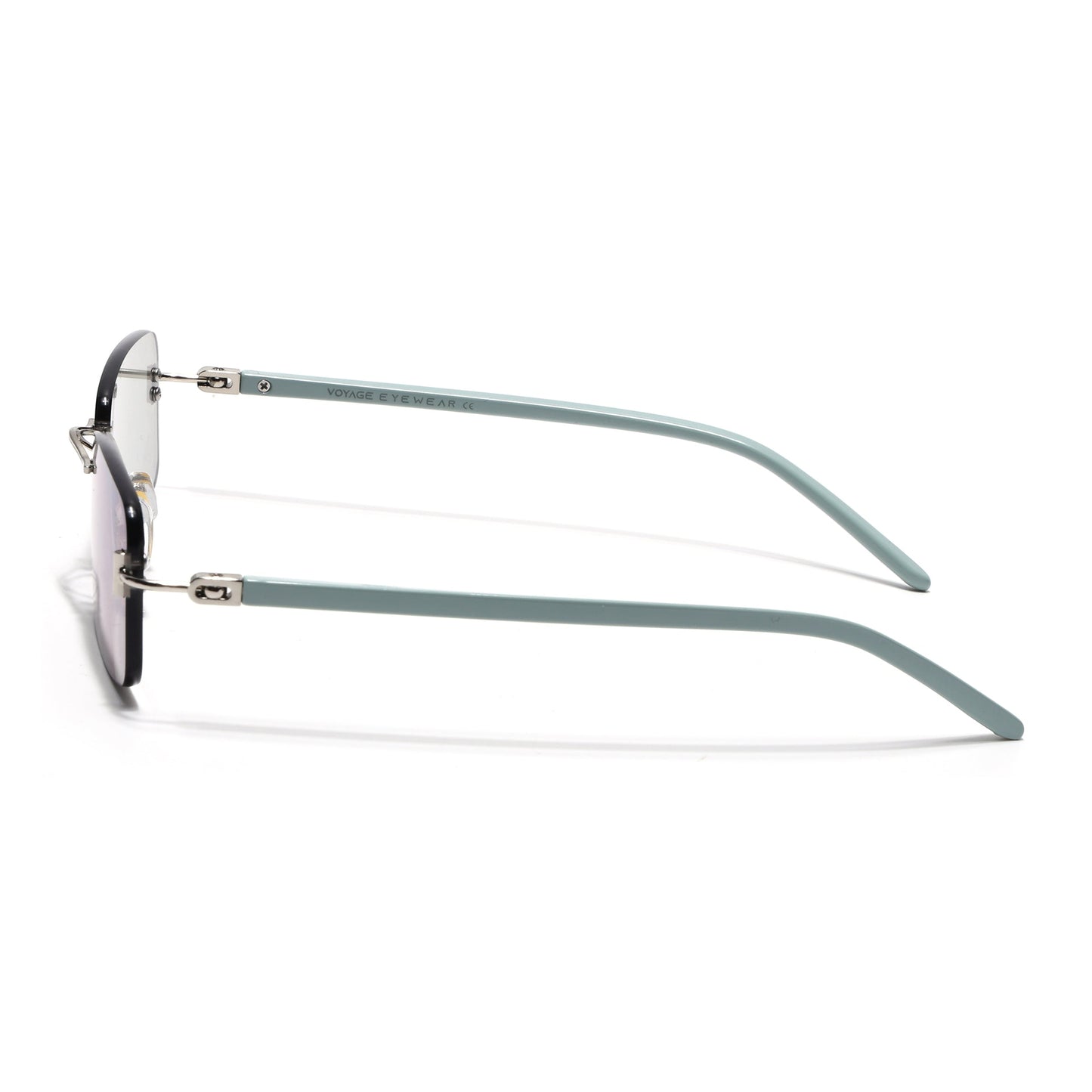 Rimless Sunglasses for Men & Women (Light Black Lens | Silver Frame - MG7380)