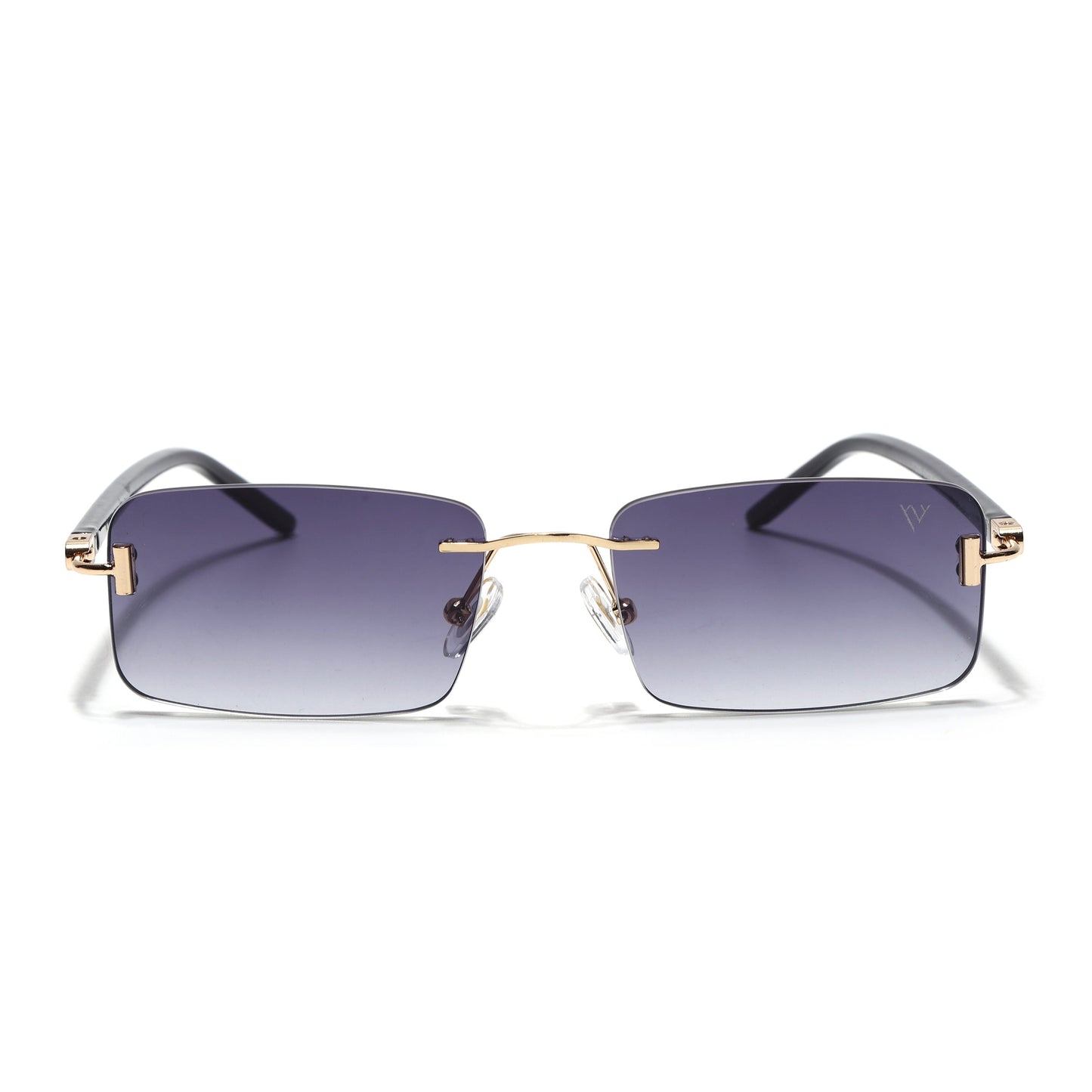 Rimless Sunglasses for Men & Women (Grey & Clear Lens | Golden Frame - MG7381)