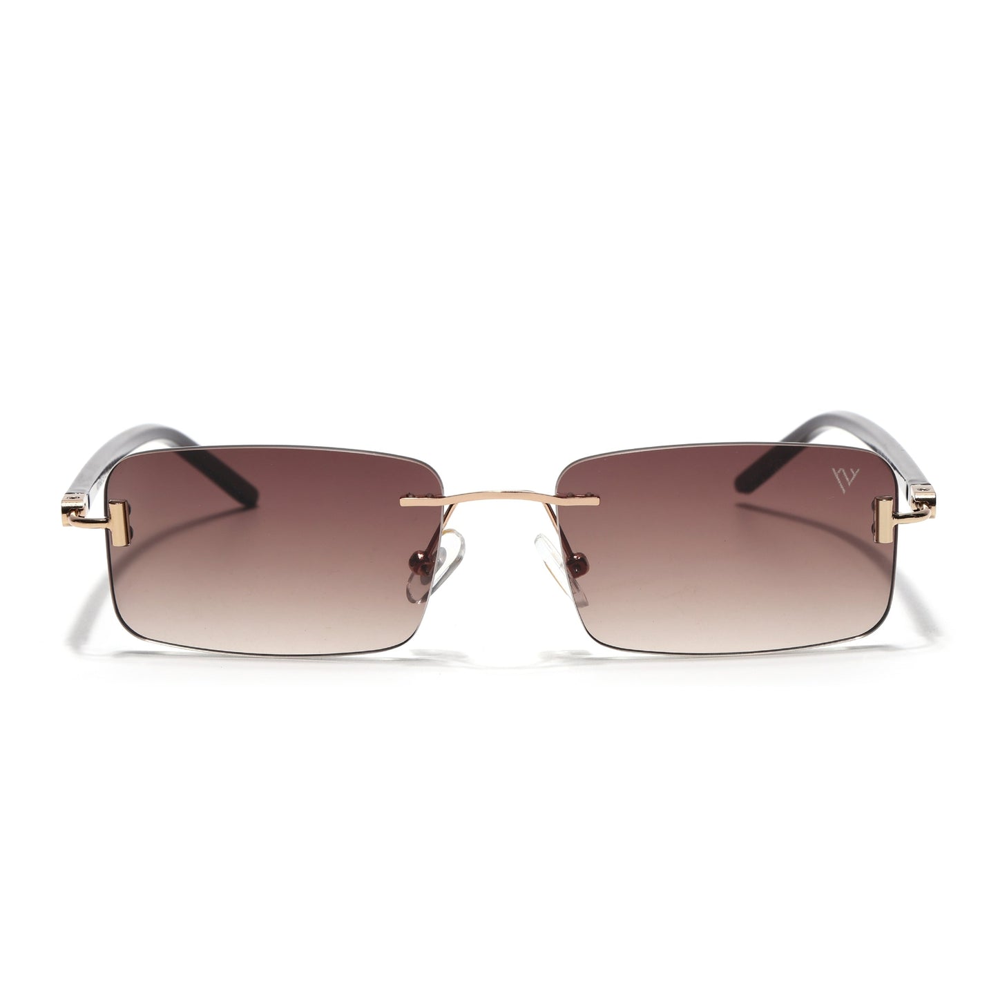 Rimless Sunglasses for Men & Women (Brown & Clear Lens | Golden Frame - MG7382)