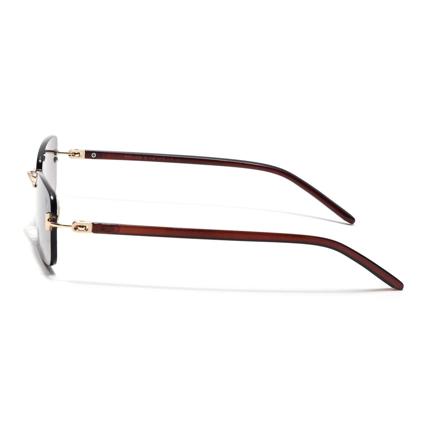 Rimless Sunglasses for Men & Women (Olive & Clear Lens | Golden Frame - MG7383)