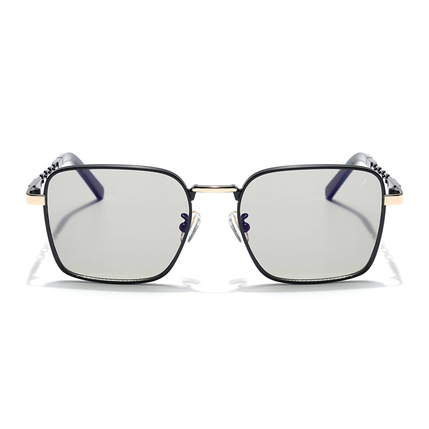 Square Sunglasses (Grey Lens | Black & Golden Frame - MG6012)