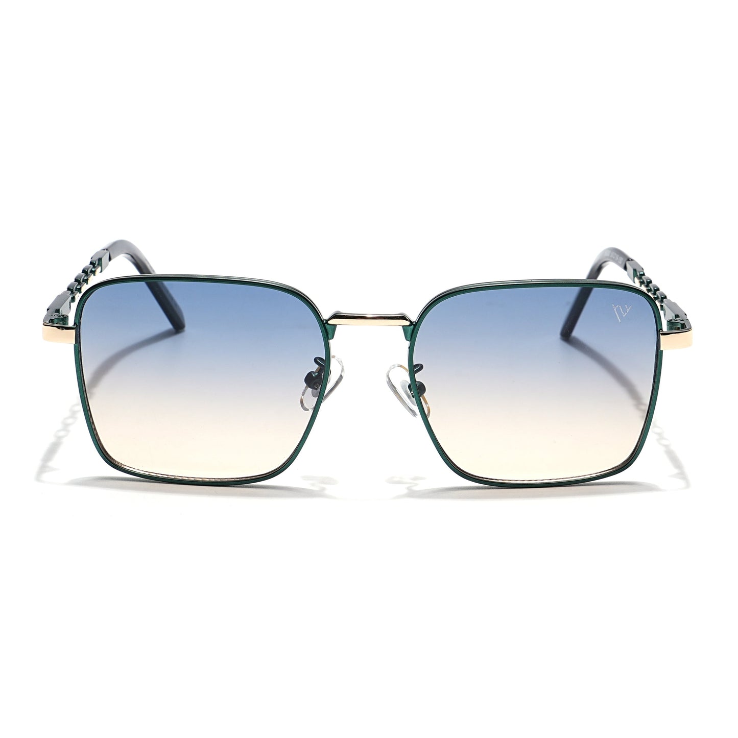 Square Sunglasses (Green & Brown Lens | Green & Golden Frame - MG6013)