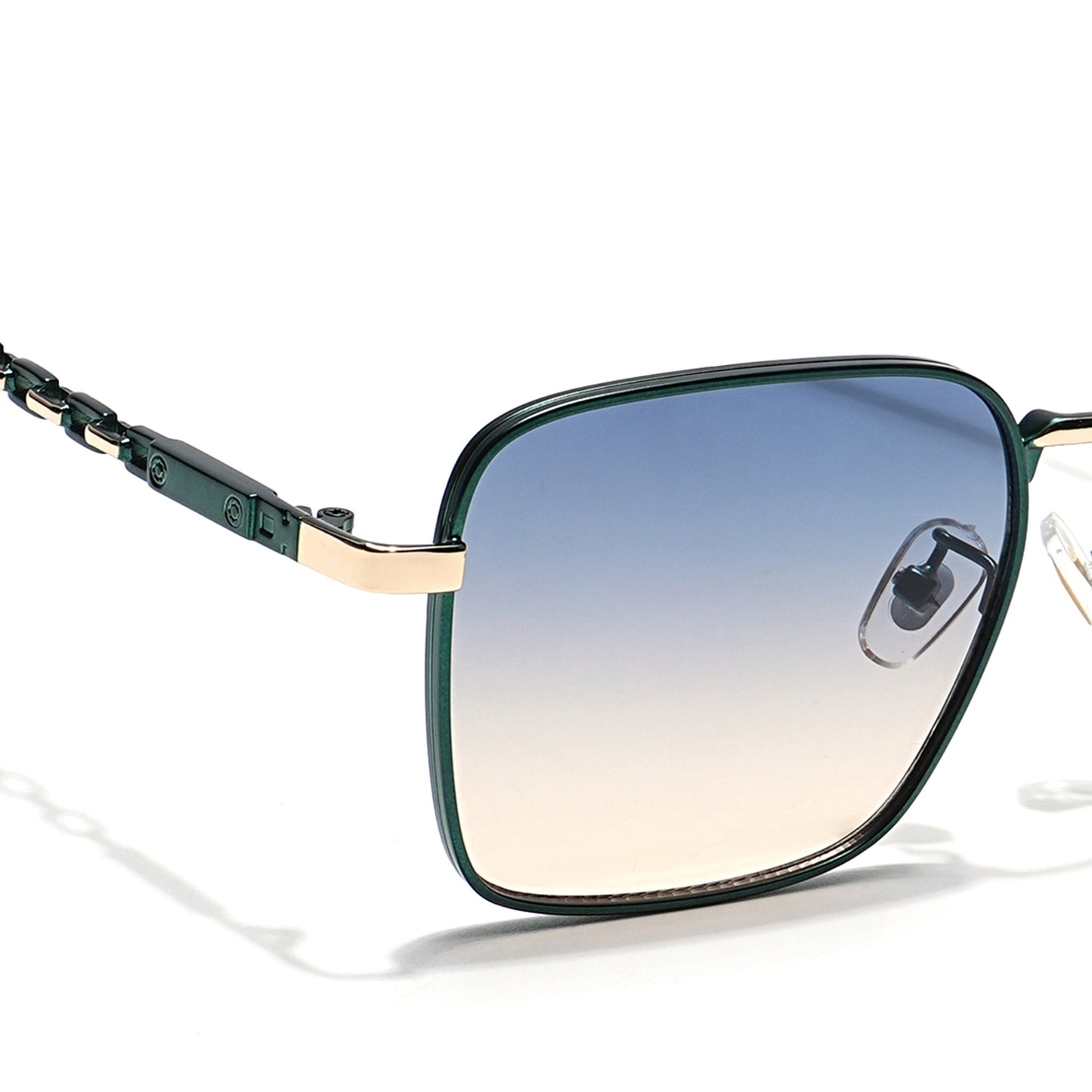 Square Sunglasses (Green & Brown Lens | Green & Golden Frame - MG6013)