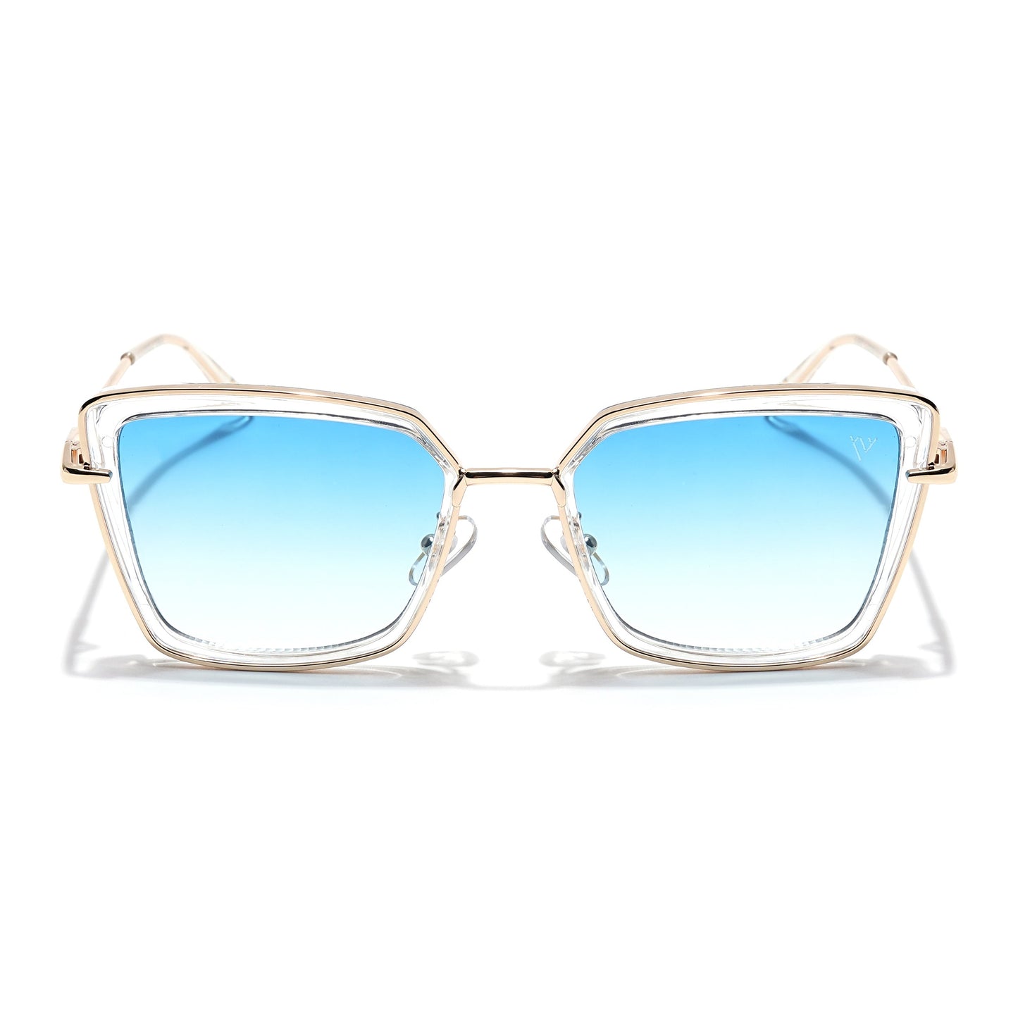 Cateye Sunglasses (Blue & Clear Lens | Golden & Transparent Frame - MG6019)