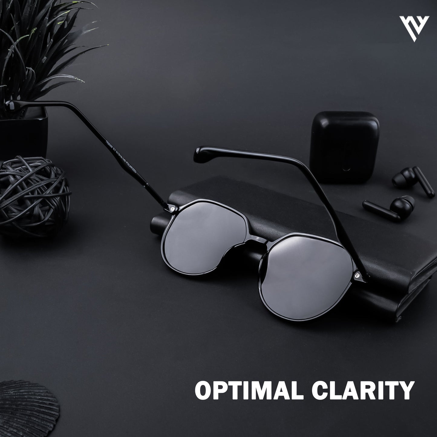 Grit | Shine Black Polarized Round Sunglasses - PMG4297