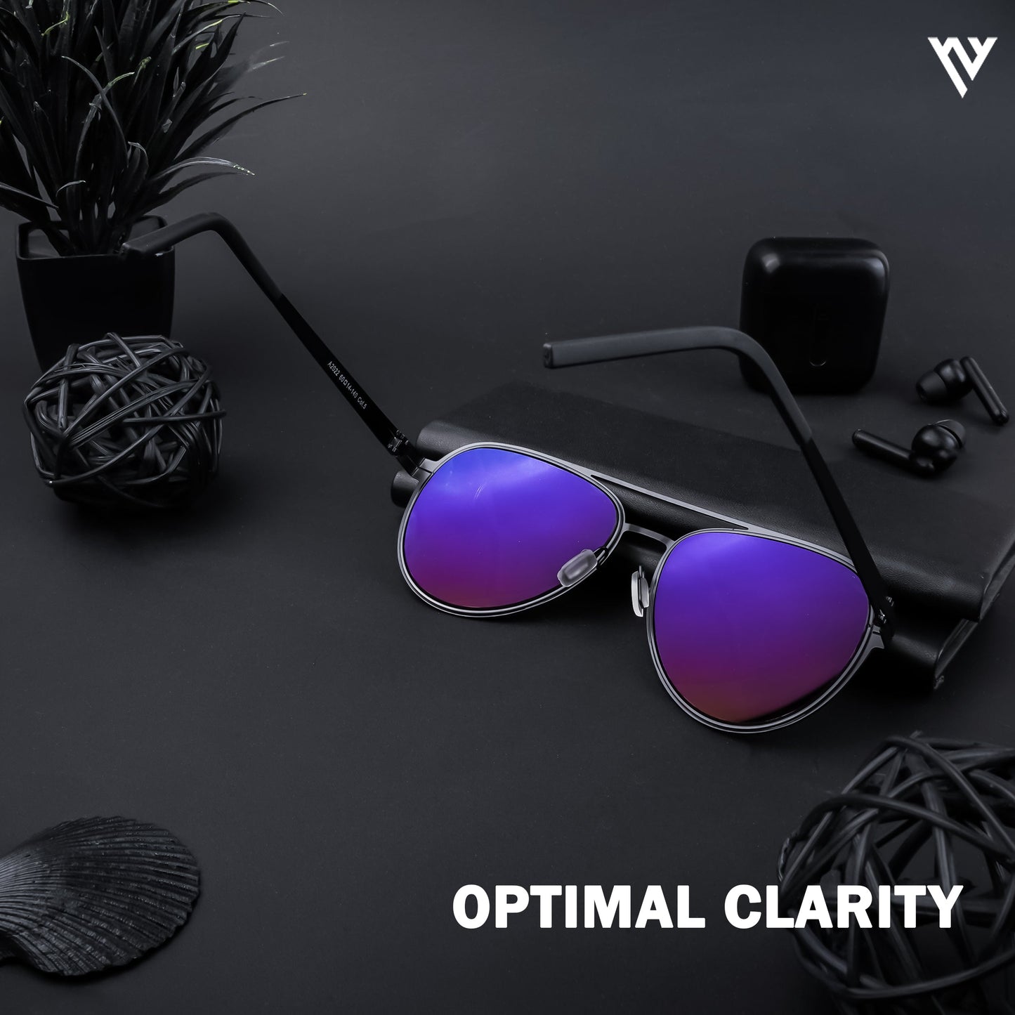 Black & Silver Polarized Aviator Sunglasses - PMG4292