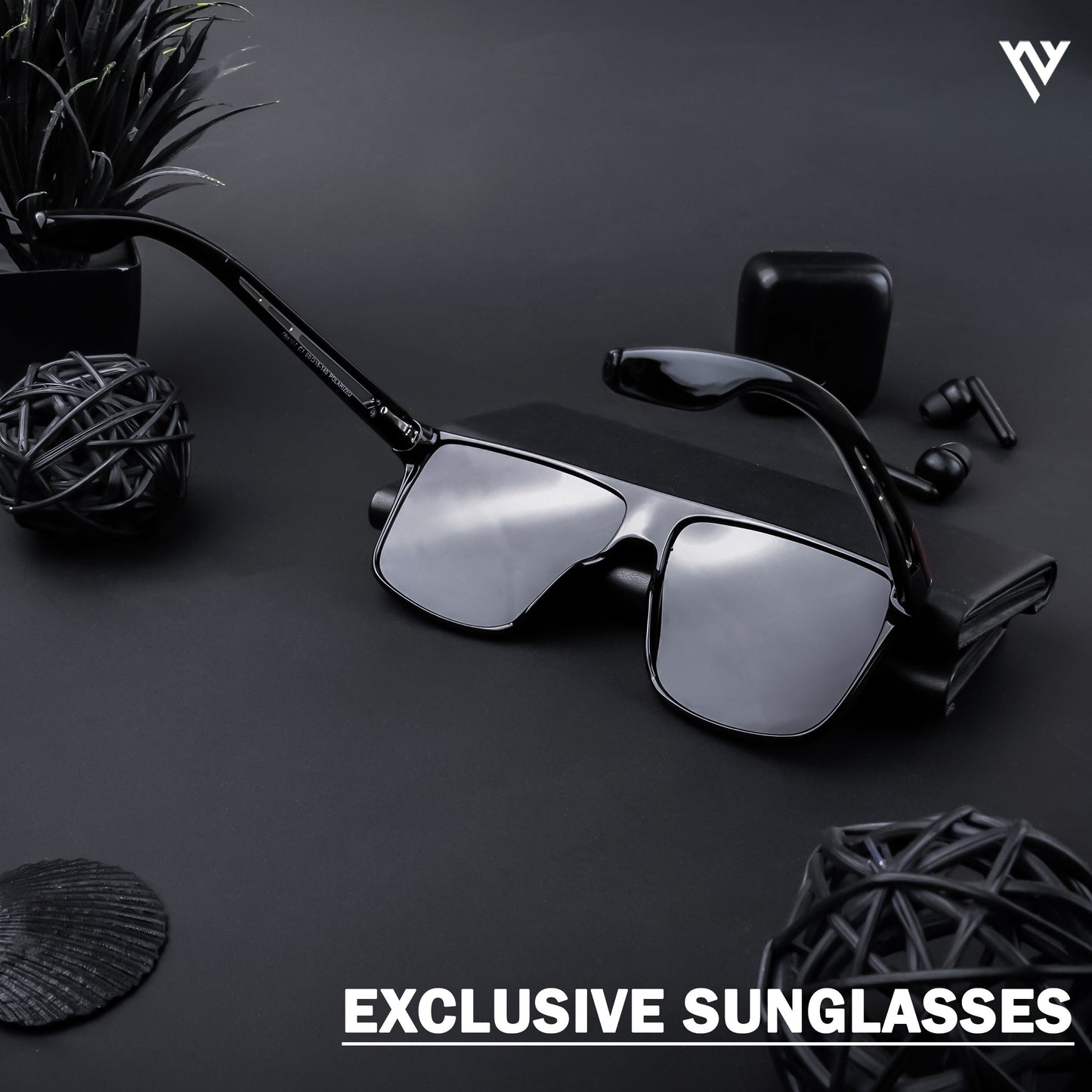 Shine Black Polarized Wayfarer Sunglasses - PMG4307